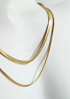 2 Layer Necklace • Gold or Silver Stainless Steel • Herringbone & Snake Chain • 16–18" + 2" Extender
