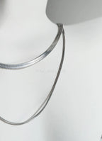 2 Layer Necklace • Gold or Silver Stainless Steel • Herringbone & Snake Chain • 16–18" + 2" Extender