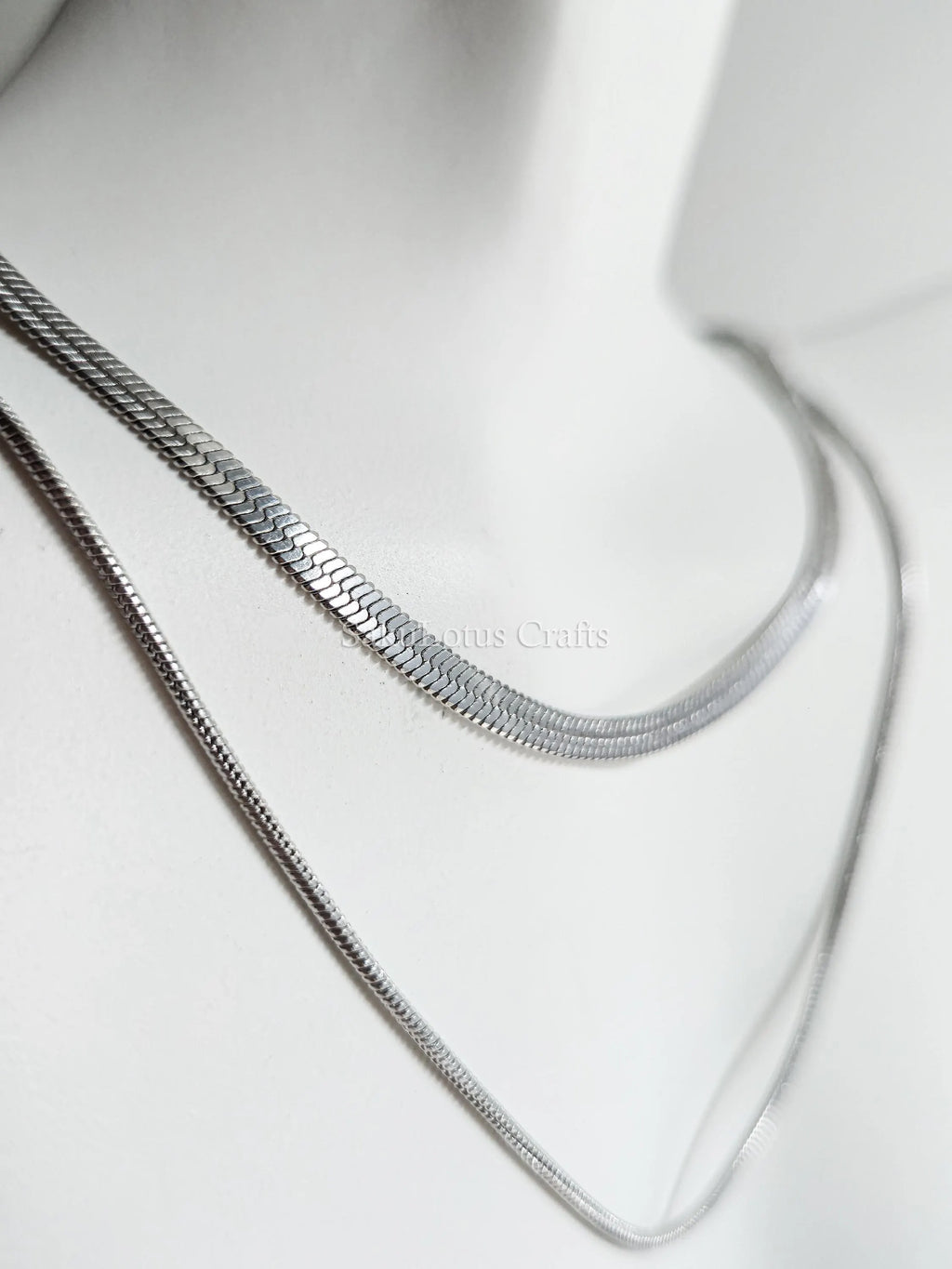 2 Layer Necklace • Gold or Silver Stainless Steel • Herringbone & Snake Chain • 16–18" + 2" Extender