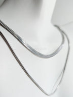 2 Layer Necklace • Gold or Silver Stainless Steel • Herringbone & Snake Chain • 16–18" + 2" Extender