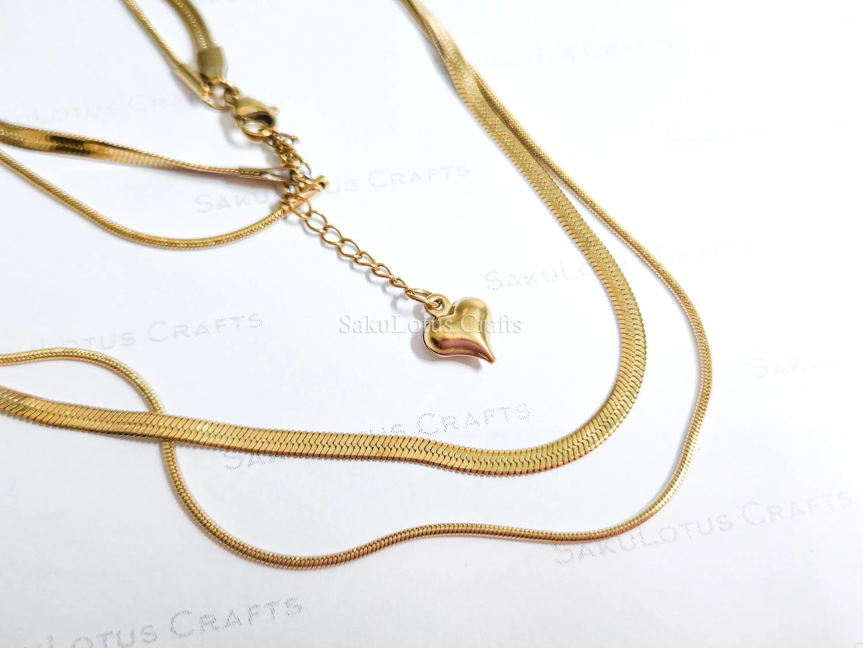 2 Layer Necklace • Gold or Silver Stainless Steel • Herringbone & Snake Chain • 16–18" + 2" Extender