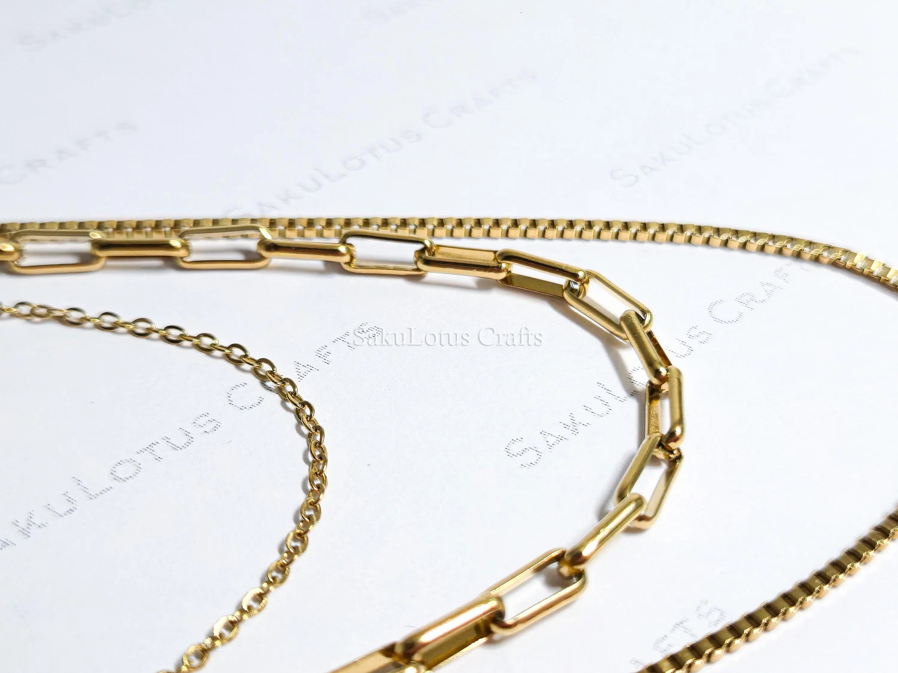 3 Layer Necklace • 18K Gold Stainless Steel • Paperclip Box Cable Chains • 16" 18" 20" + 2" Extender