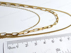 3 Layer Necklace • 18K Gold Stainless Steel • Paperclip Box Cable Chains • 16" 18" 20" + 2" Extender
