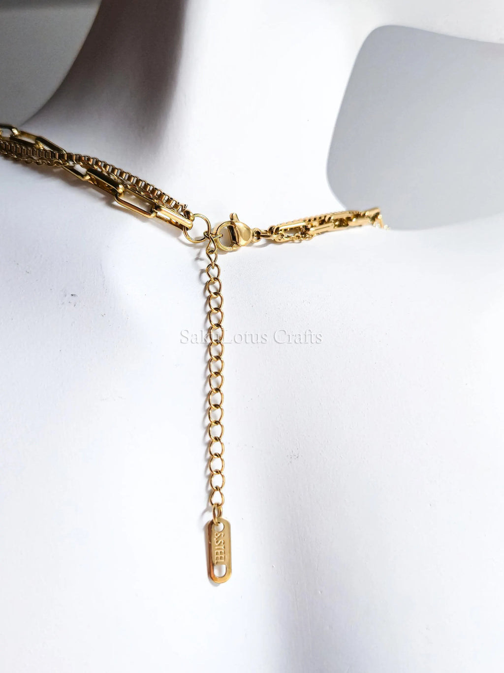 3 Layer Necklace • 18K Gold Stainless Steel • Paperclip Box Cable Chains • 16" 18" 20" + 2" Extender