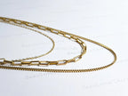 3 Layer Necklace • 18K Gold Stainless Steel • Paperclip Box Cable Chains • 16" 18" 20" + 2" Extender
