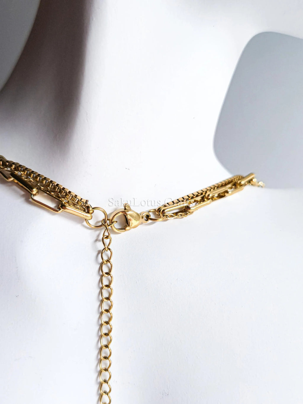 3 Layer Necklace • 18K Gold Stainless Steel • Paperclip Box Cable Chains • 16" 18" 20" + 2" Extender