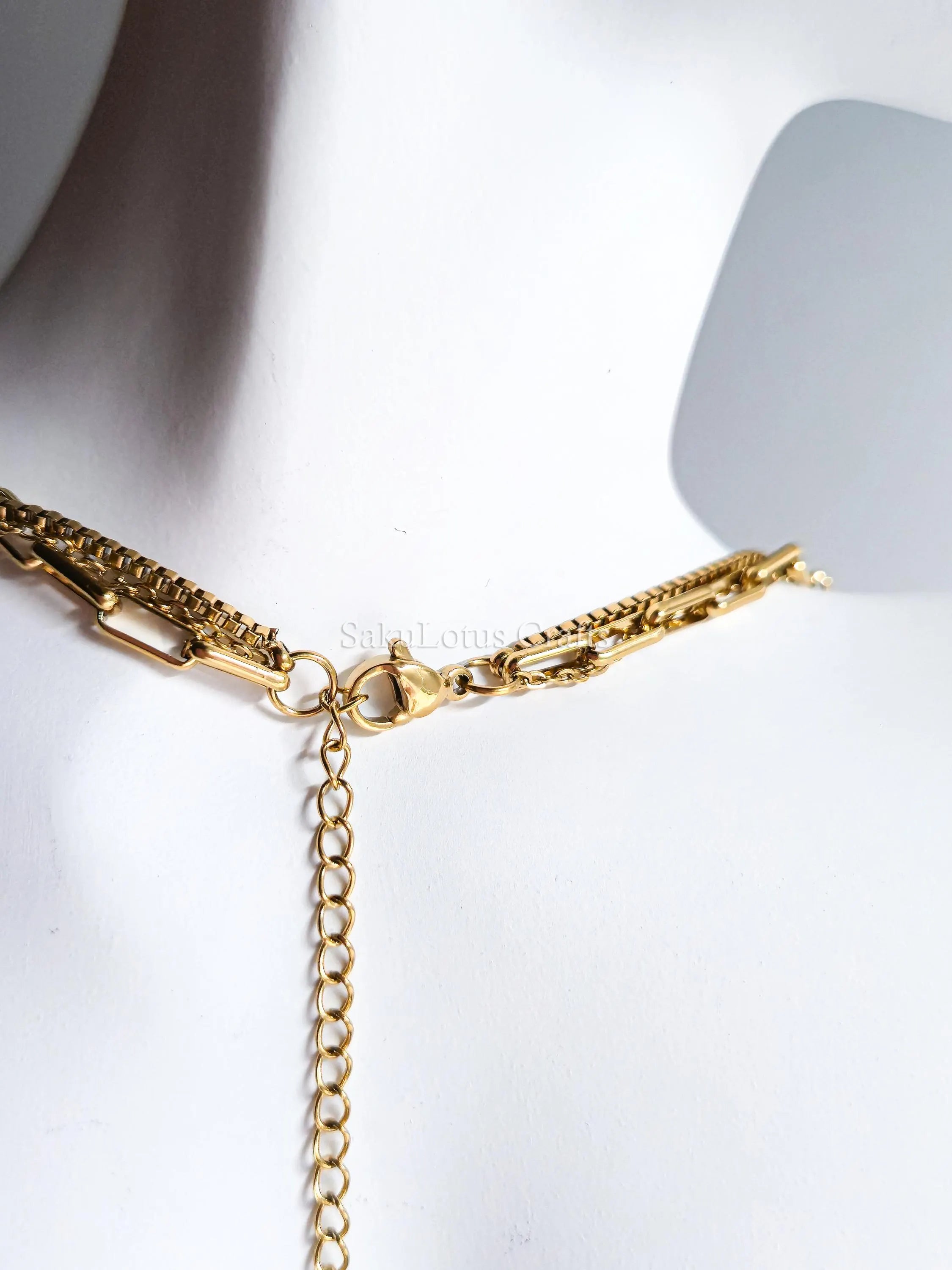 3 Layer Necklace • 18K Gold Stainless Steel • Paperclip Box Cable Chains • 16" 18" 20" + 2" Extender