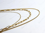 3 Layer Necklace • 18K Gold Stainless Steel • Paperclip Box Cable Chains • 16" 18" 20" + 2" Extender