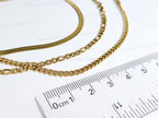 Waterproof 3 Layer Necklace • 18K Gold Stainless Steel • Herringbone Figaro Curb Triple Chain Trio • 13" 16" 18" + 2" Extender
