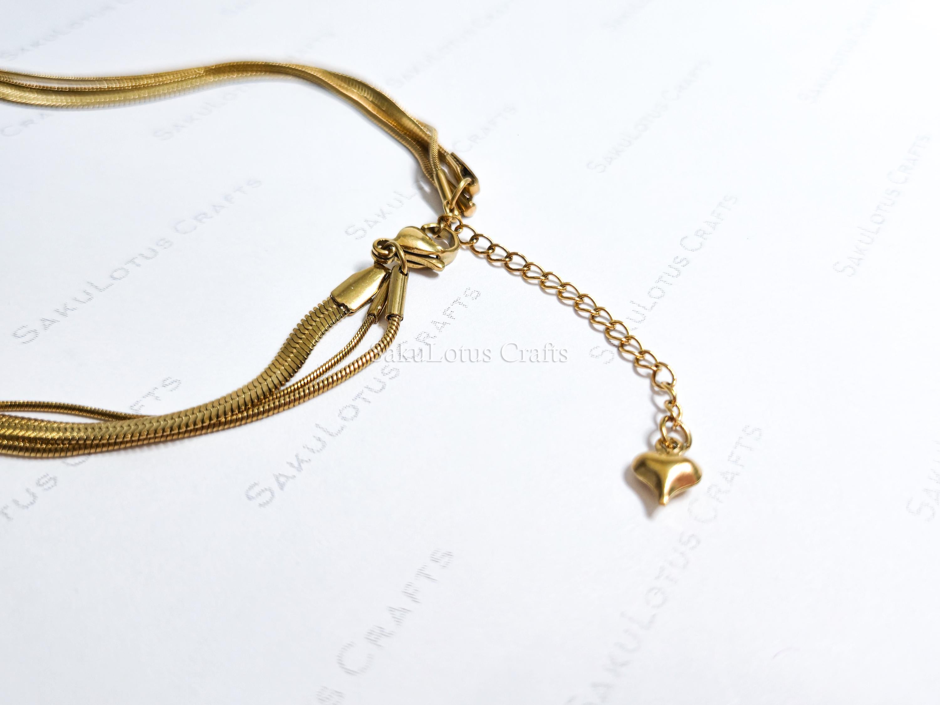 Waterproof 3-in-1 Layered Necklace • 18K Gold or Silver Stainless Steel • Snake & Herringbone Chains • 18" 20" 22" + Extender