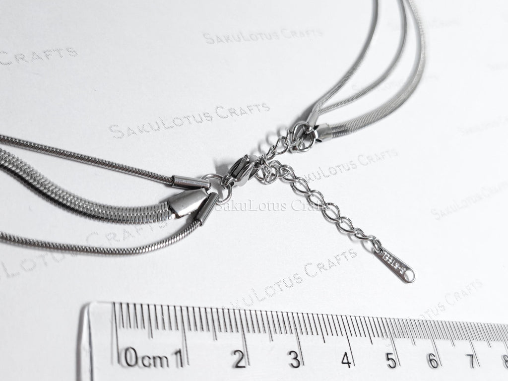 Waterproof 3-in-1 Layered Necklace • 18K Gold or Silver Stainless Steel • Snake & Herringbone Chains • 18" 20" 22" + Extender