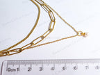 3 Layer 18K Gold Stainless Steel Necklace or Bracelet Set • Paper Clip Curb & Cable Chain • White Freshwater Pearl Jewelry