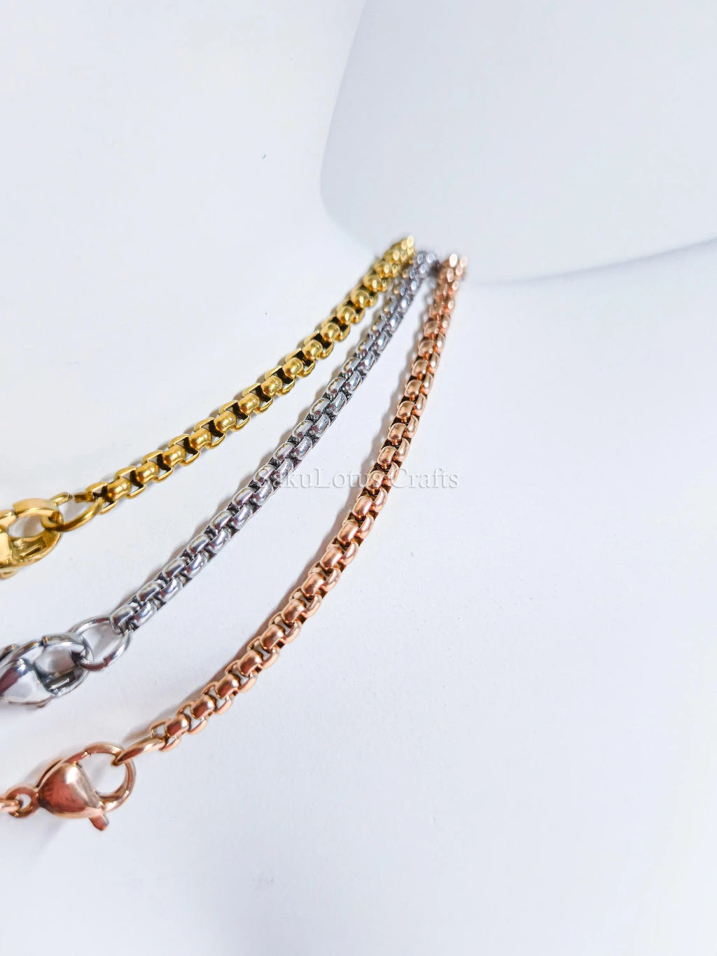 18K Gold Rose Gold Silver Cross Necklace • 23" Rollo Chain • Stainless Steel PVD Plated Jewelry