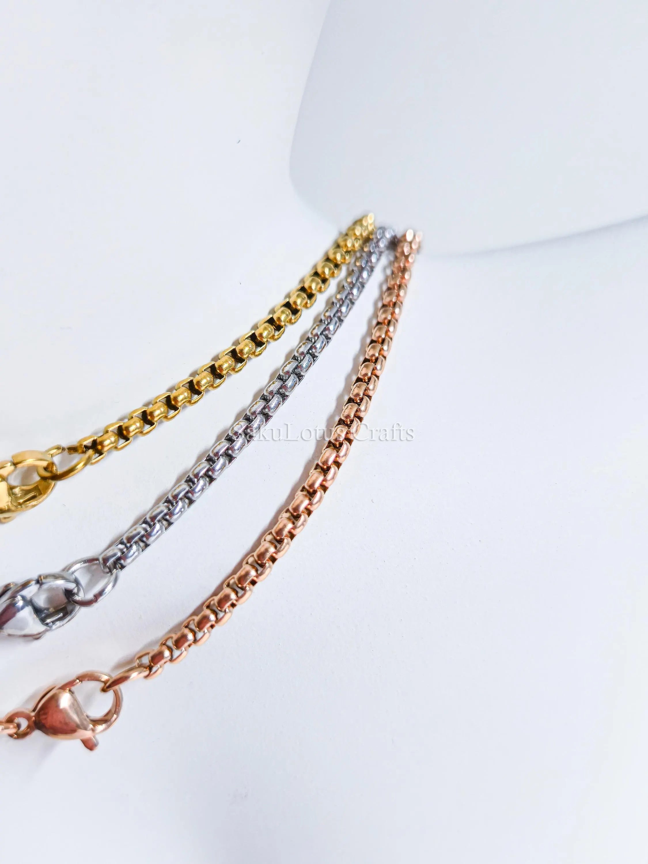 18K Gold Rose Gold Silver Cross Necklace • 23" Rollo Chain • Stainless Steel PVD Plated Jewelry