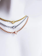 18K Gold Rose Gold Silver Cross Necklace • 23" Rollo Chain • Stainless Steel PVD Plated Jewelry