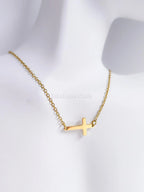 Sideways Cross Necklace • 18K Gold Rose Gold or Silver Stainless Steel • 18" Flat Cable Chain • Minimal Gift Jewelry