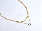 Dainty Satellite Necklace • Double Front Chain • 18K Gold or Silver Stainless Steel • CZ Crystal Necklace