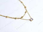 Dainty Satellite Necklace • Double Front Chain • 18K Gold or Silver Stainless Steel • CZ Crystal Necklace