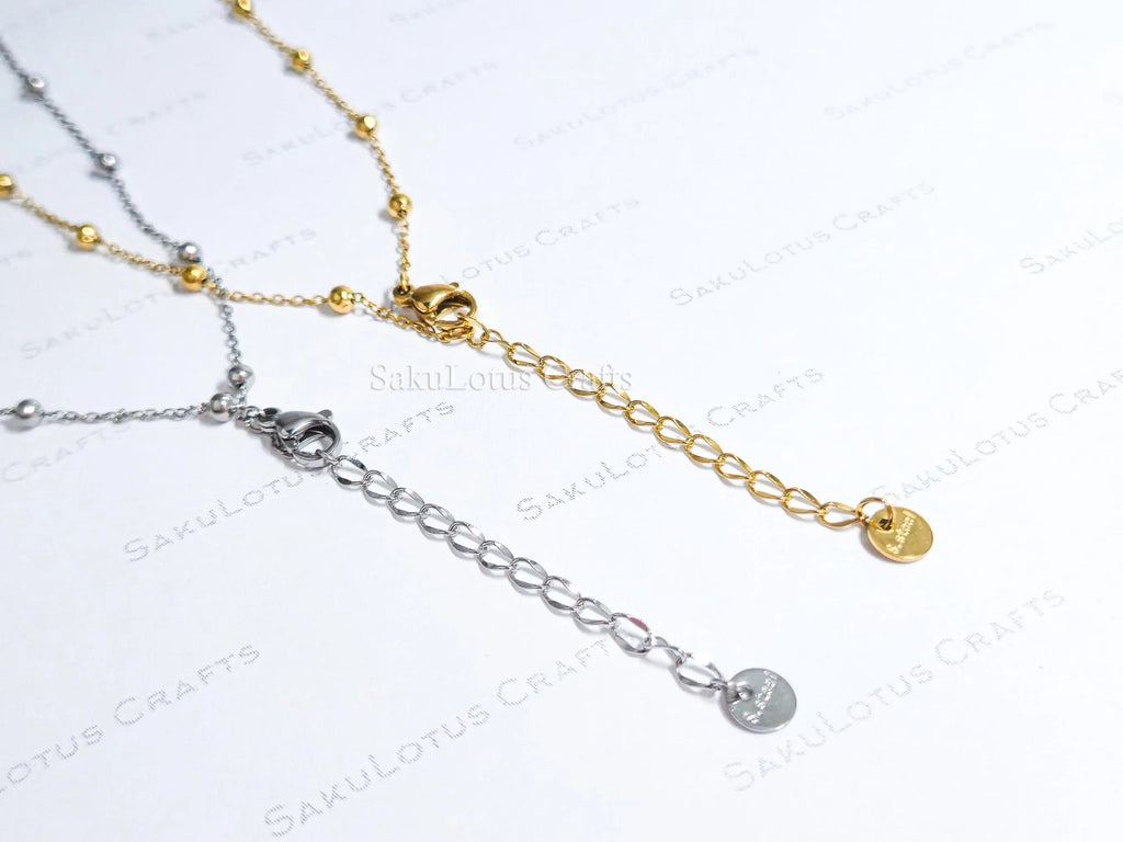 Dainty Satellite Necklace • Double Front Chain • 18K Gold or Silver Stainless Steel • CZ Crystal Necklace