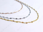 Reflective Petal Chain Necklace • 18K Gold Rose Gold or Silver Stainless Steel • 17" + 2" Extender • Lip Link Chain