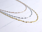 Reflective Petal Chain Necklace • 18K Gold Rose Gold or Silver Stainless Steel • 17" + 2" Extender • Lip Link Chain