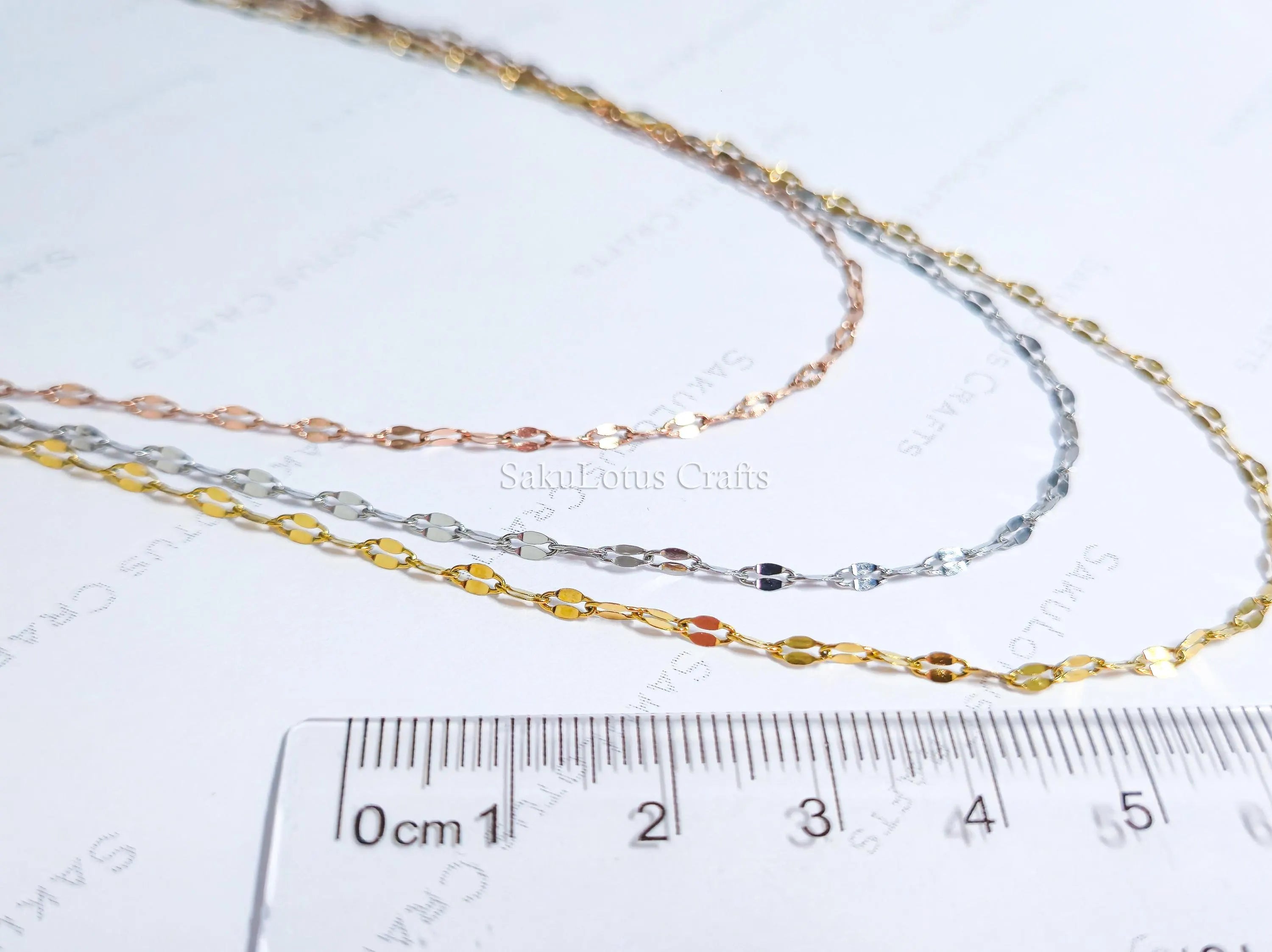 Reflective Petal Chain Necklace • 18K Gold Rose Gold or Silver Stainless Steel • 17" + 2" Extender • Lip Link Chain