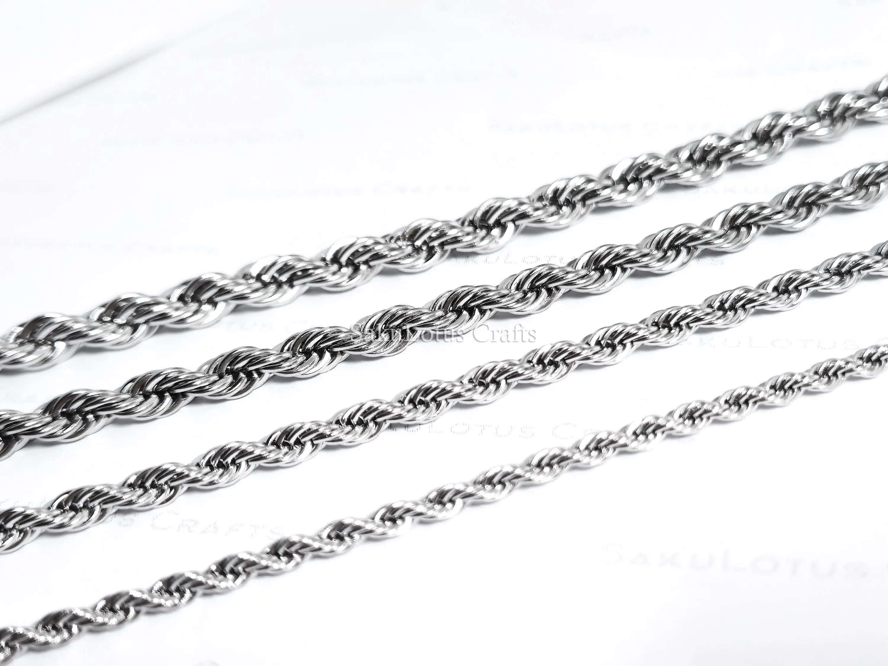 18K Gold PVD & Silver Stainless Steel Rope Bracelet • 8" Twisted Chain • 3mm 4mm 5mm 6mm • Lobster Clasp • Waterproof Unisex Jewelry