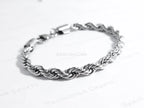 18K Gold PVD & Silver Stainless Steel Rope Bracelet • 8" Twisted Chain • 3mm 4mm 5mm 6mm • Lobster Clasp • Waterproof Unisex Jewelry