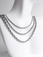 18K Gold PVD & Silver Stainless Steel Rope Chain Necklace • 2mm 3mm 4mm • 18" 20" 24" • Lobster Clasp • Unisex Jewelry
