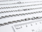 18K Gold PVD & Silver Stainless Steel Rope Chain Necklace • 2mm 3mm 4mm • 18" 20" 24" • Lobster Clasp • Unisex Jewelry