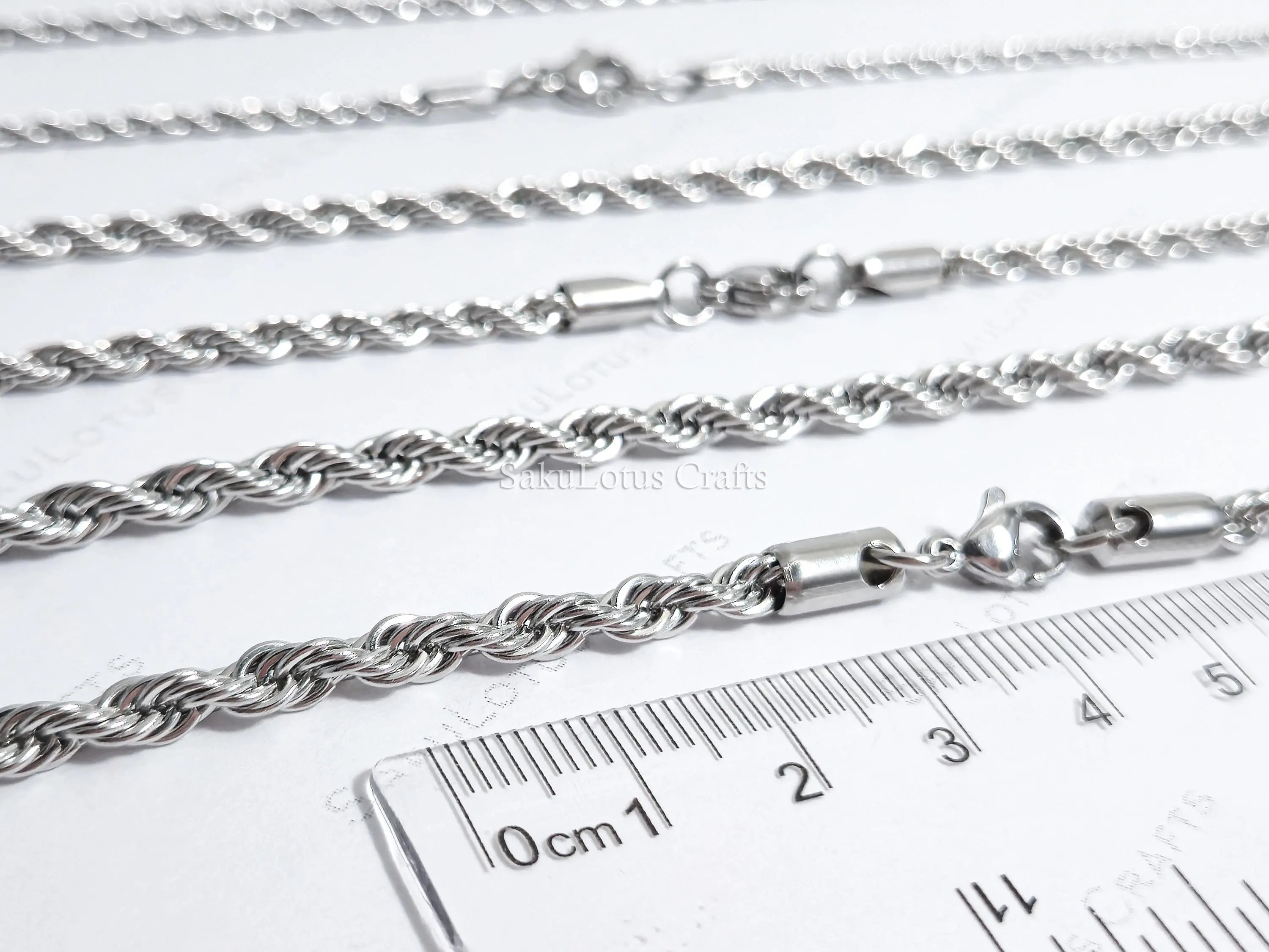 18K Gold PVD & Silver Stainless Steel Rope Chain Necklace • 2mm 3mm 4mm • 18" 20" 24" • Lobster Clasp • Unisex Jewelry