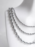 18K Gold PVD & Silver Stainless Steel Rope Chain Necklace • 2mm 3mm 4mm • 18" 20" 24" • Lobster Clasp • Unisex Jewelry