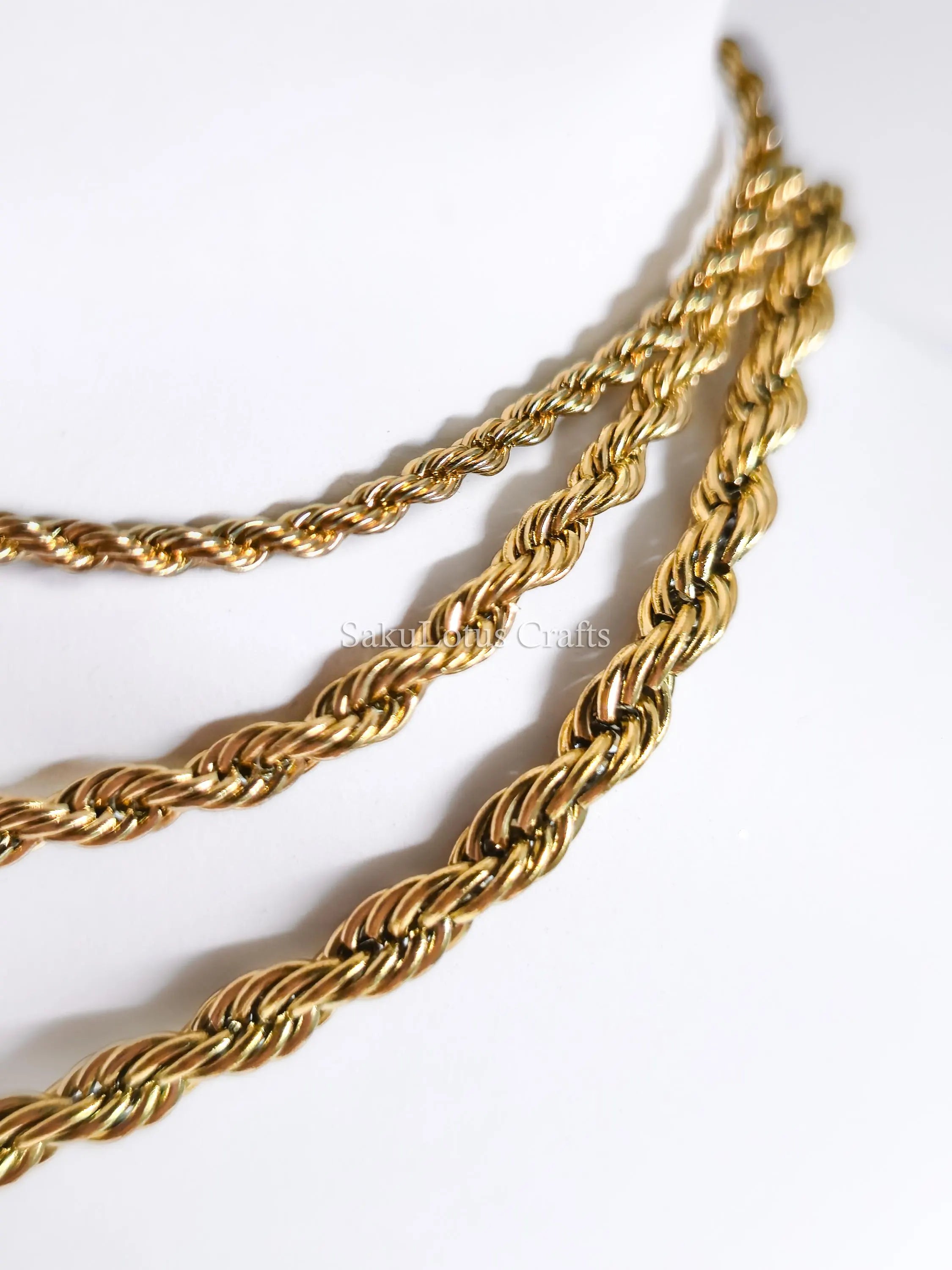 18K Gold PVD & Silver Stainless Steel Rope Chain Necklace • 2mm 3mm 4mm • 18" 20" 24" • Lobster Clasp • Unisex Jewelry