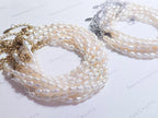 Natural Genuine Freshwater 3mm White Rice Pearl Necklace Bracelet Stainless Steel 18k Gold Rose Gold Lobster Clasp Extender