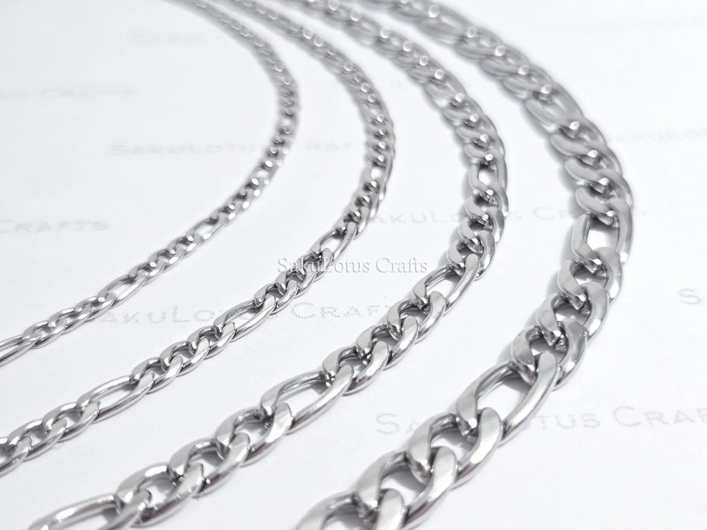 18K Gold & Silver Stainless Steel Figaro Chain Necklace • 3mm 4mm 5mm 7mm • Lobster Clasp • Unisex Jewelry