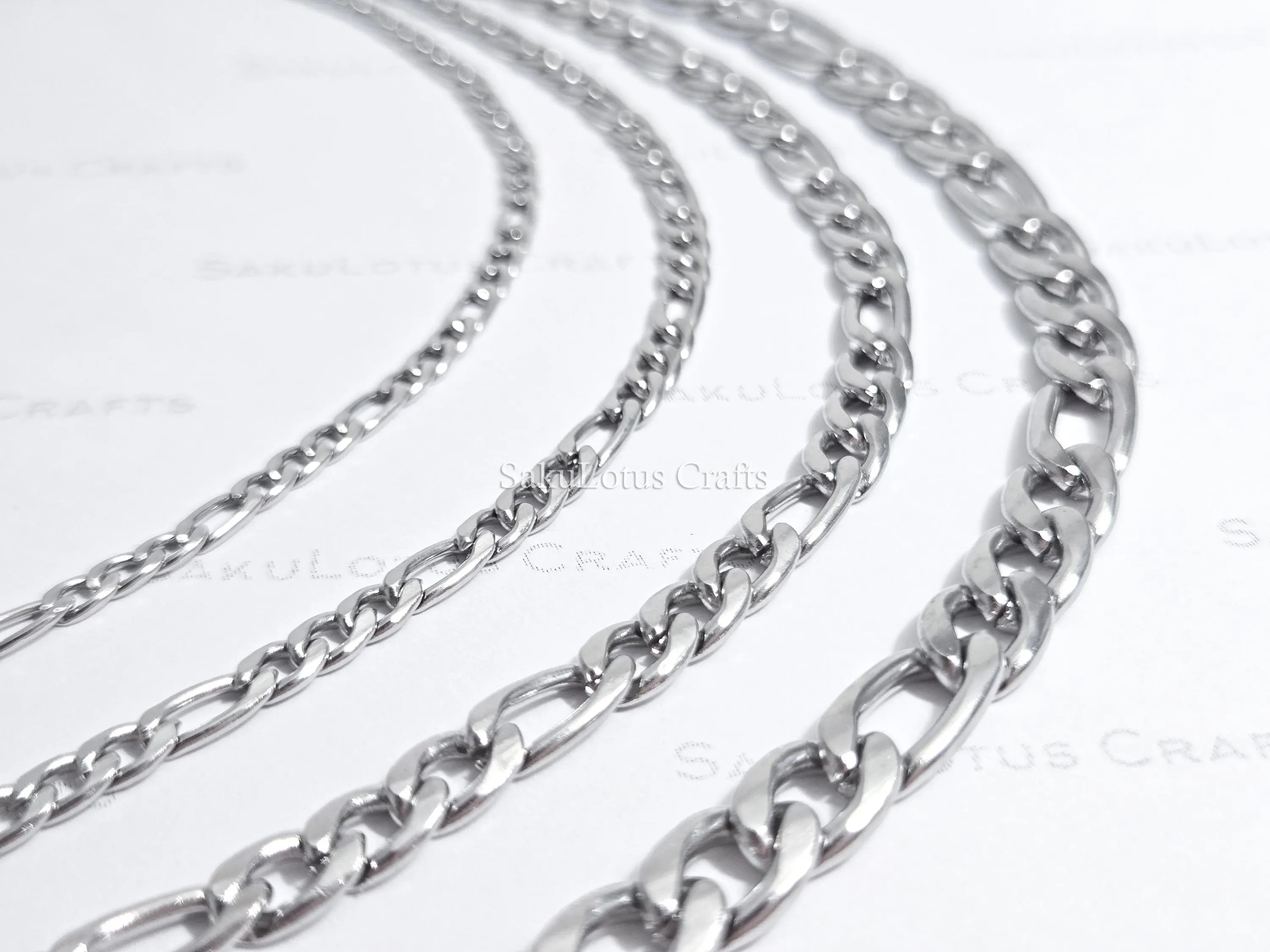 18K Gold & Silver Stainless Steel Figaro Chain Necklace • 3mm 4mm 5mm 7mm • Lobster Clasp • Unisex Jewelry
