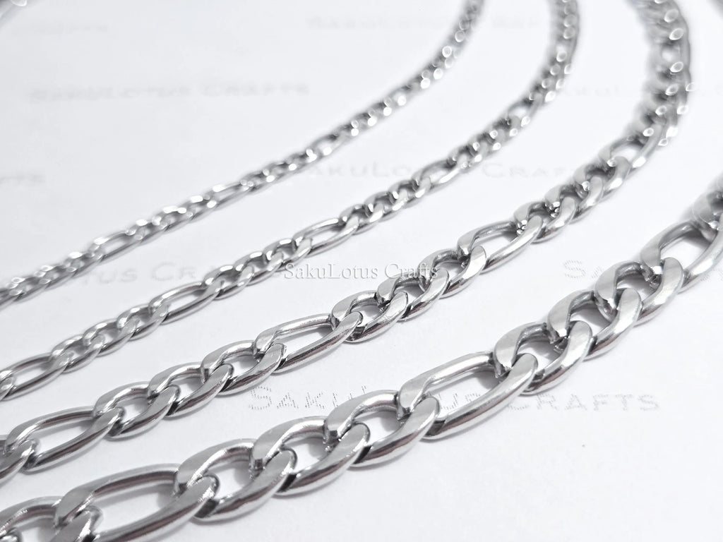 18K Gold & Silver Stainless Steel Figaro Chain Necklace • 3mm 4mm 5mm 7mm • Lobster Clasp • Unisex Jewelry