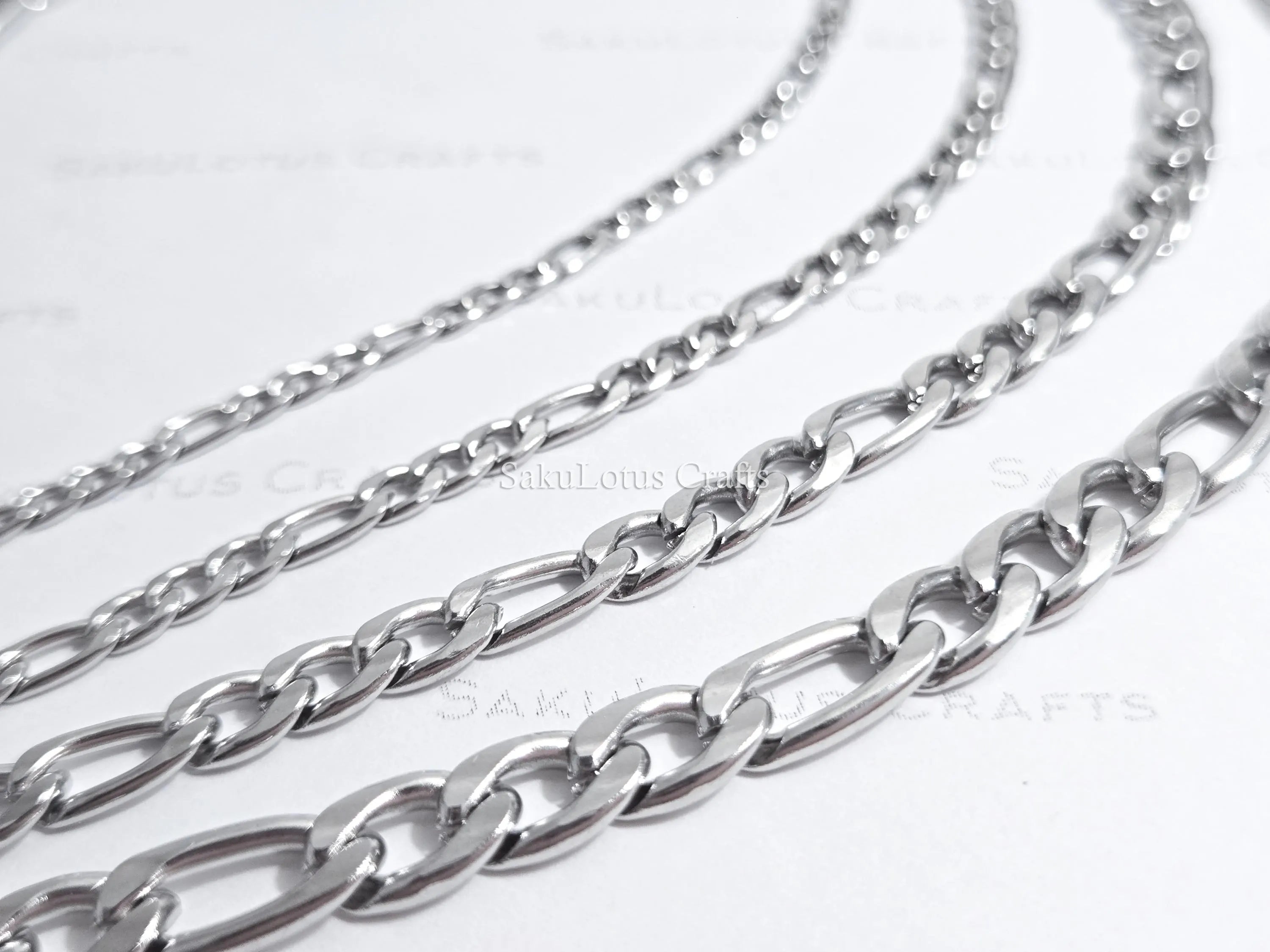 18K Gold & Silver Stainless Steel Figaro Chain Necklace • 3mm 4mm 5mm 7mm • Lobster Clasp • Unisex Jewelry