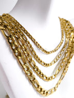 18K Gold & Silver Stainless Steel Figaro Chain Necklace • 3mm 4mm 5mm 7mm • Lobster Clasp • Unisex Jewelry