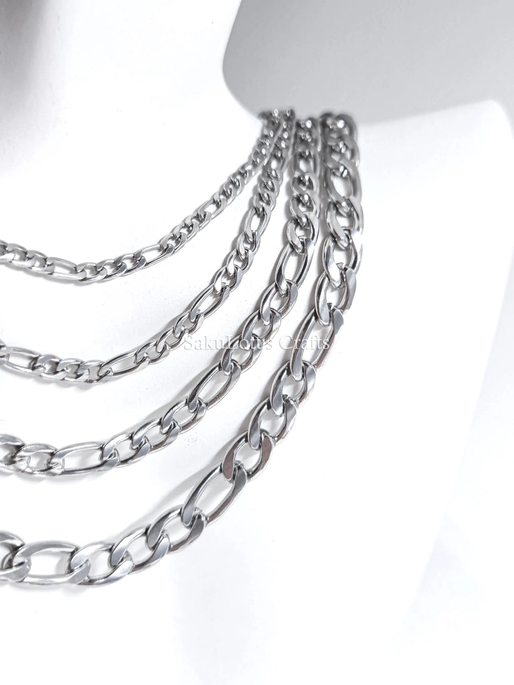 18K Gold & Silver Stainless Steel Figaro Chain Necklace • 3mm 4mm 5mm 7mm • Lobster Clasp • Unisex Jewelry