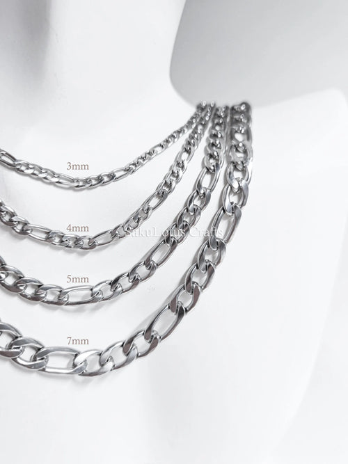 18K Gold & Silver Stainless Steel Figaro Chain Necklace • 3mm 4mm 5mm 7mm • Lobster Clasp • Unisex Jewelry