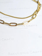 Dual Chain Necklace • 18K Gold or Silver Stainless Steel • Paperclip & Curb Chain • 17–20" + 2" Extender