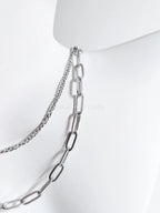 Dual Chain Necklace • 18K Gold or Silver Stainless Steel • Paperclip & Curb Chain • 17–20" + 2" Extender