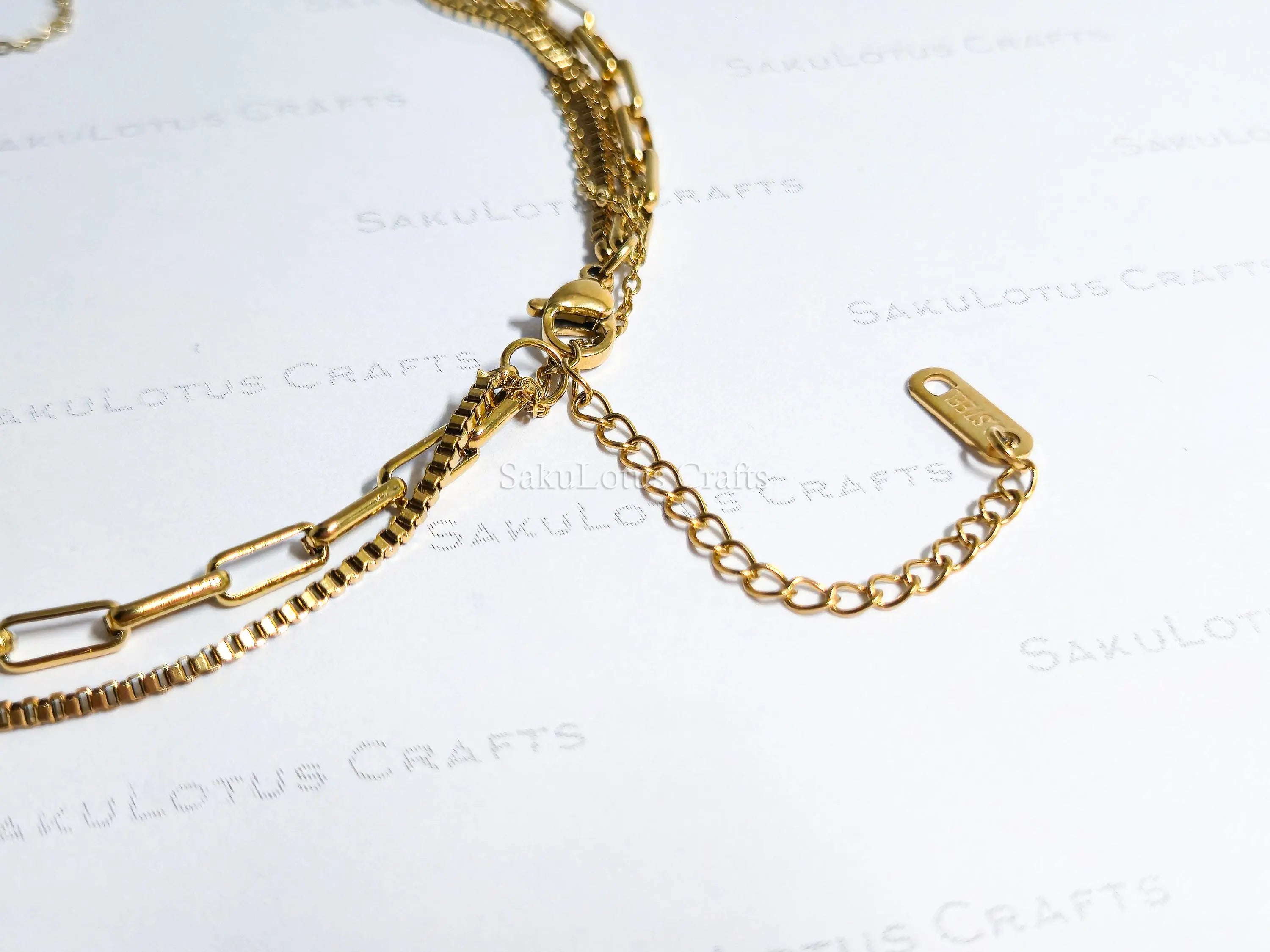 3 Layer Necklace • 18K Gold Stainless Steel • Paperclip Box Cable Chains • 16" 18" 20" + 2" Extender