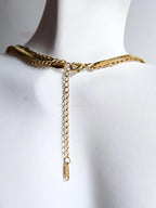 Waterproof 3 Layer Necklace • 18K Gold Stainless Steel • Herringbone Figaro Curb Triple Chain Trio • 13" 16" 18" + 2" Extender