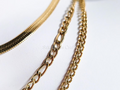 Waterproof 3 Layer Necklace • 18K Gold Stainless Steel • Herringbone Figaro Curb Triple Chain Trio • 13" 16" 18" + 2" Extender