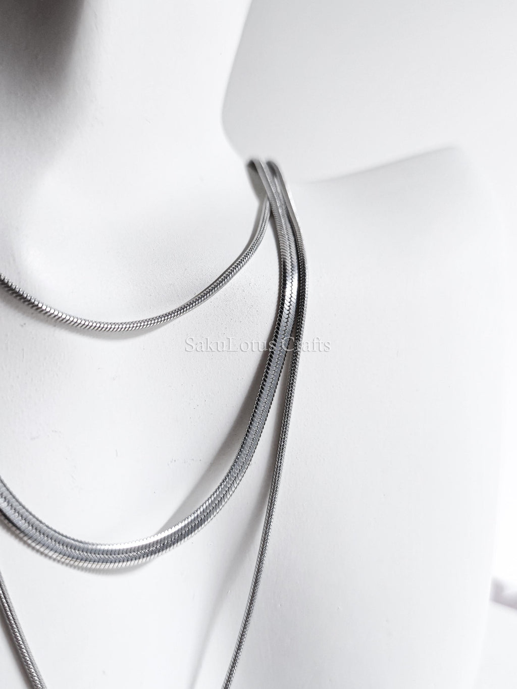 Waterproof 3-in-1 Layered Necklace • 18K Gold or Silver Stainless Steel • Snake & Herringbone Chains • 18" 20" 22" + Extender
