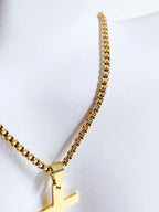 18K Gold Rose Gold Silver Cross Necklace • 23" Rollo Chain • Stainless Steel PVD Plated Jewelry
