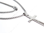 18K Gold Rose Gold Silver Cross Necklace • 23" Rollo Chain • Stainless Steel PVD Plated Jewelry