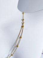 Dainty Satellite Necklace • Double Front Chain • 18K Gold or Silver Stainless Steel • CZ Crystal Necklace